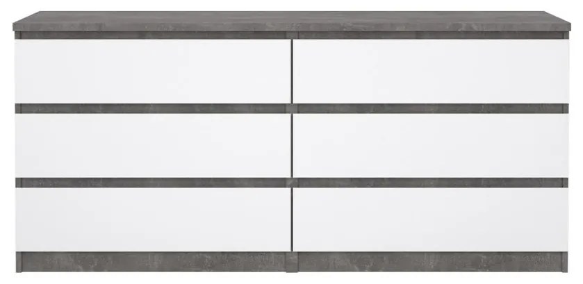 Comodă Simplicity 154 x 50 x 70 cm, gri / alb lucios