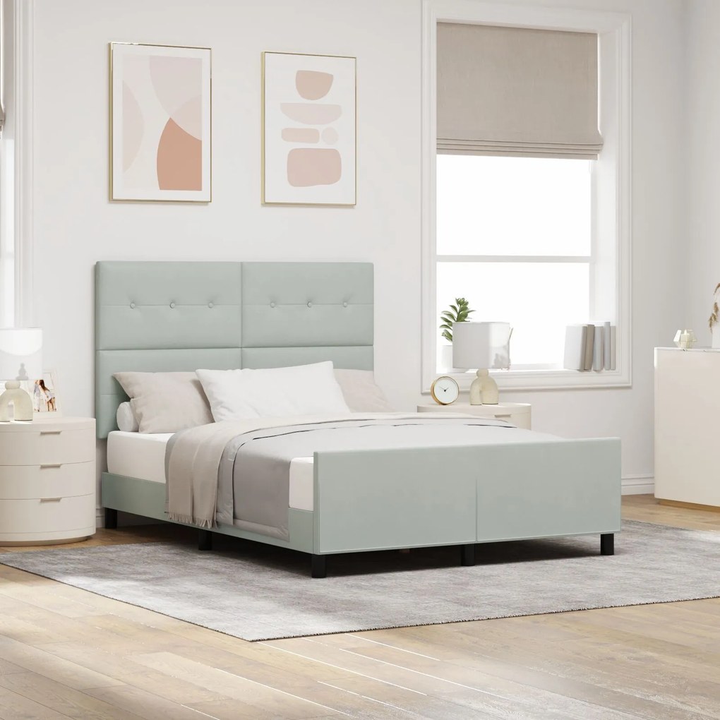 vidaXL Cadru de pat cu headboard Gri deschis 160 x 200 cm Catifea