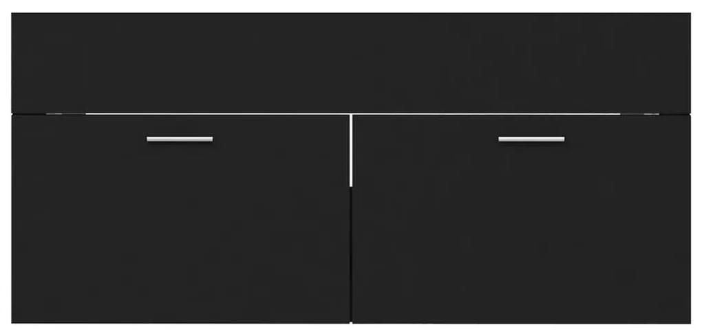 Dulap cu chiuveta incorporata, negru, PAL Negru, 100 x 38.5 x 46 cm