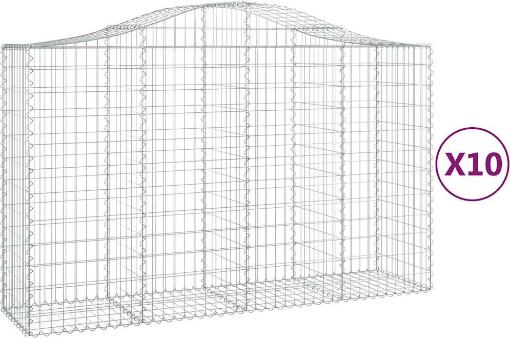 vidaXL Coșuri gabion arcuite 10 buc, 200x50x120/140 cm,fier galvanizat