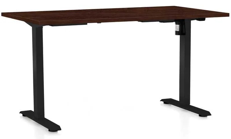 Masă înălțime reglabilă OfficeTech A, 120 x 80 cm, picioare negre, wenge