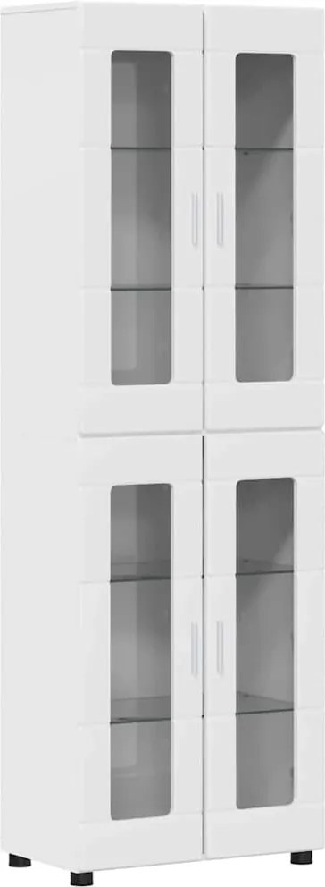 vidaXL Bufet cu raft FLORIN Alb lucios 60 x 35 x 182 cm Lemn compozit