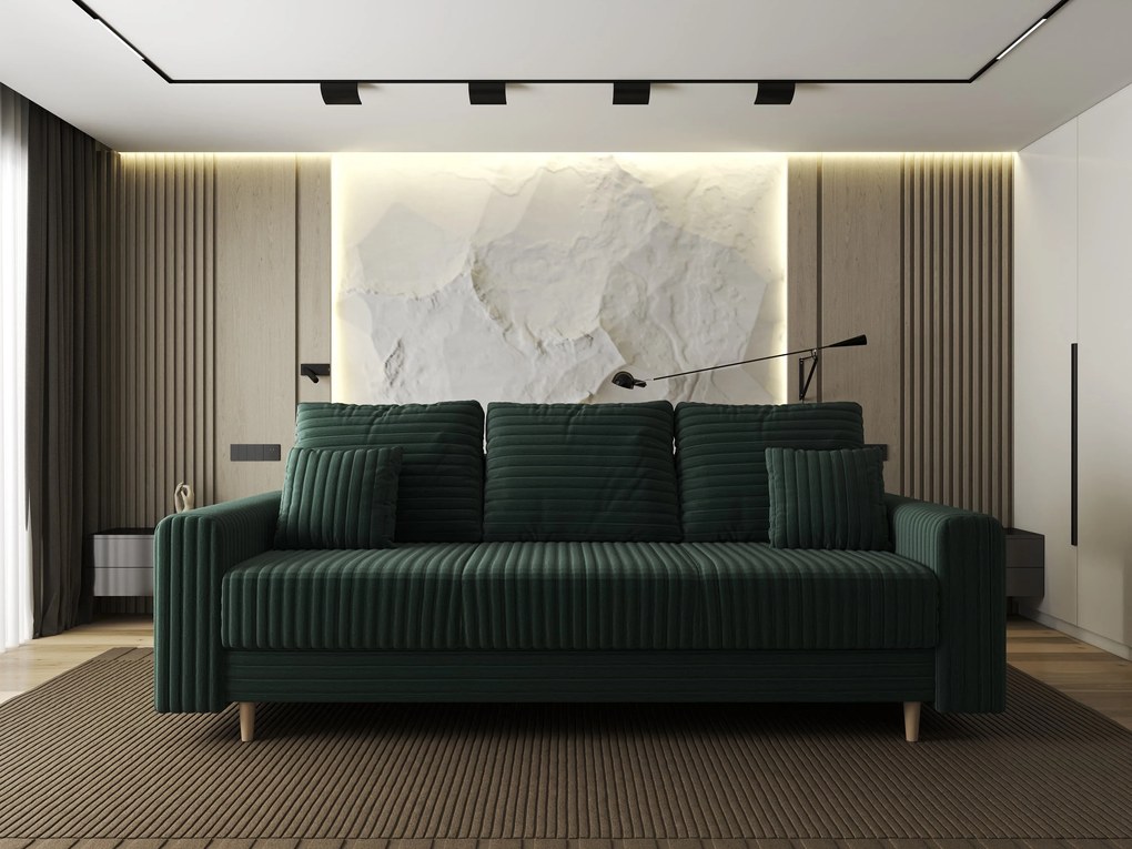 Canapea extensibilă dumonde cu ladă de depozitare si sezut confortabil din spuma high-density, Kronos Ambience Verde 210x100 cm