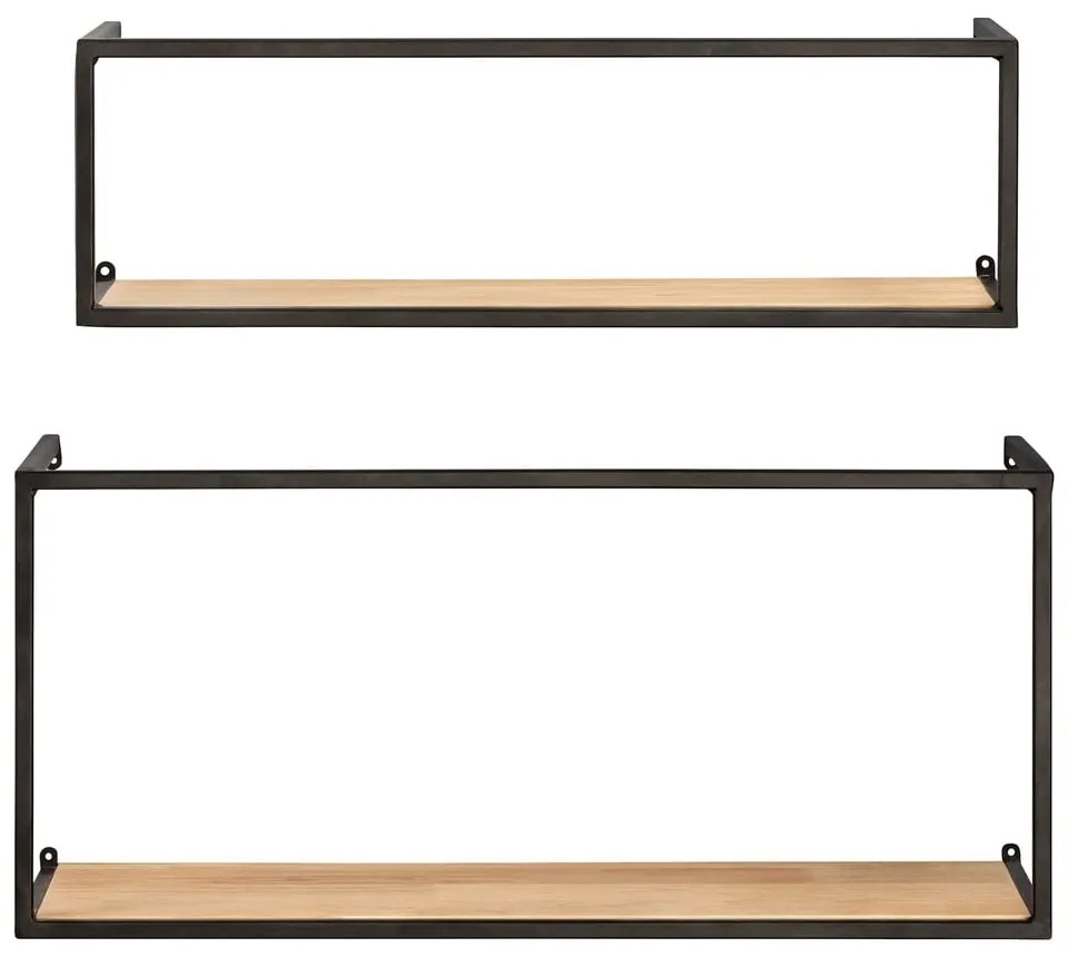 Set 2 rafturi din pin cu construcție metalică neagră Wenko Pieces, lungime 55 cm