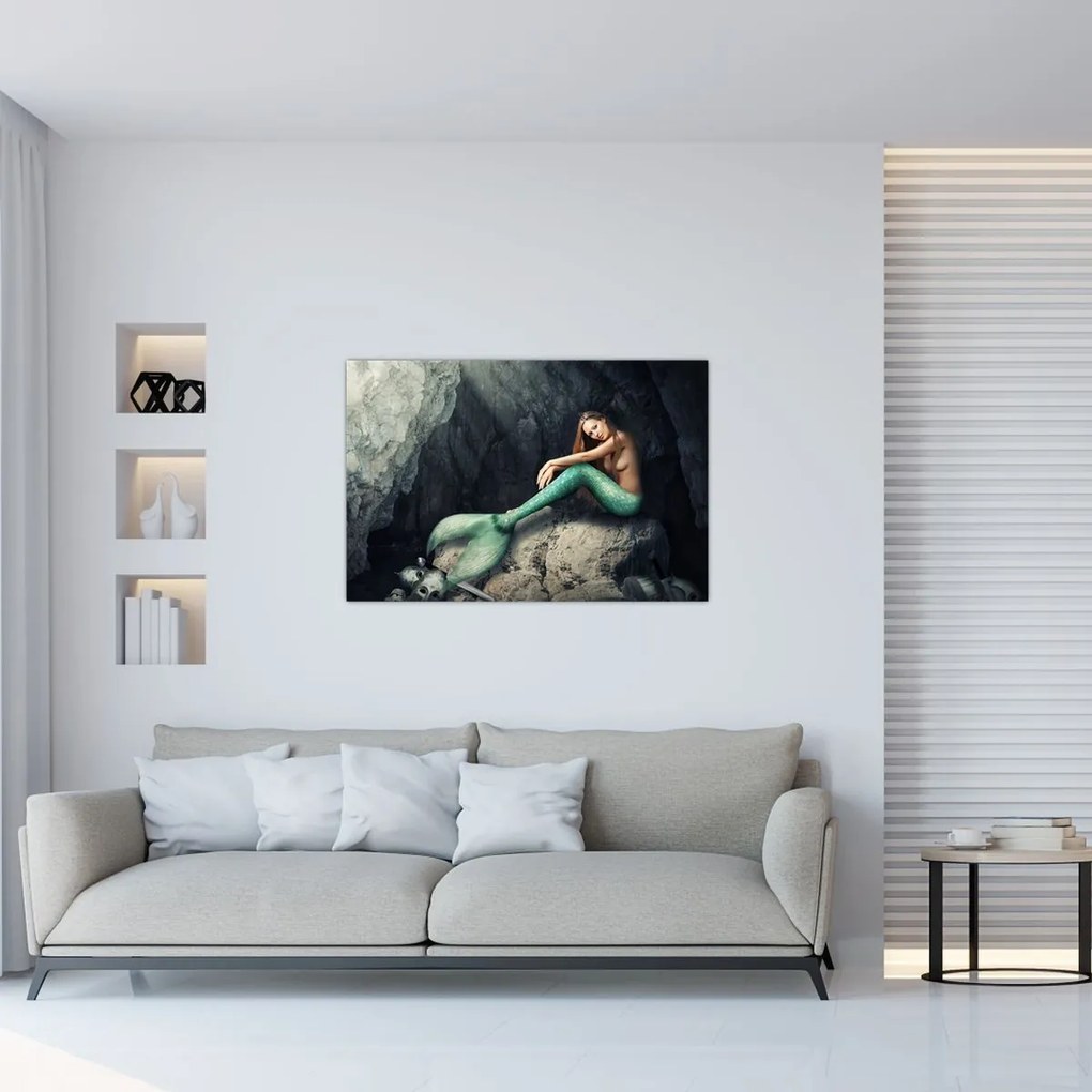 Tablou - Sirena pe stâncă (90x60 cm)