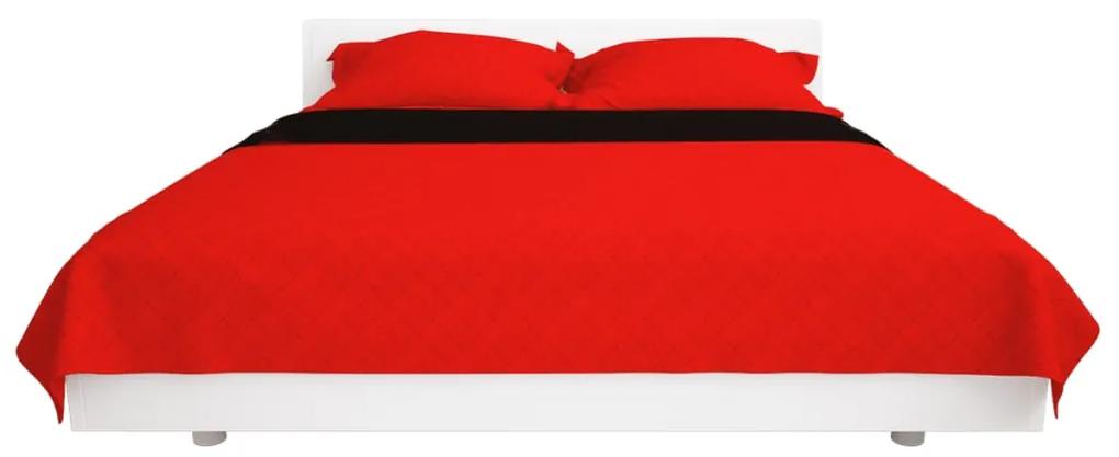 Cuvertura matlasata cu doua fete, 220x240 cm, rosu si negru 1, Rosu si negru, 220 x 240 cm