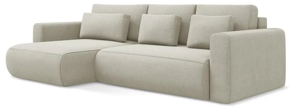 Colțar bej extensibil/cu spațiu de depozitare (cu colț pe partea stângă/cu șezlong) Kapua – Makamii