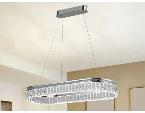 Candelabru cu cristale LED reglabil, suspendat pe cablu THALIA LED/50W/230V 3000-6000K + telecomandă