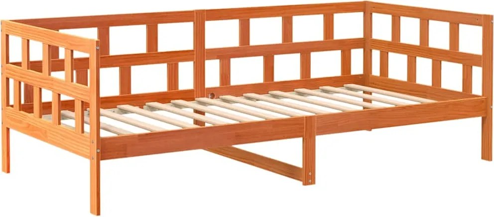 vidaXL Pat de zi fără saltea, maro ceruit, 90x200 cm, lemn masiv pin