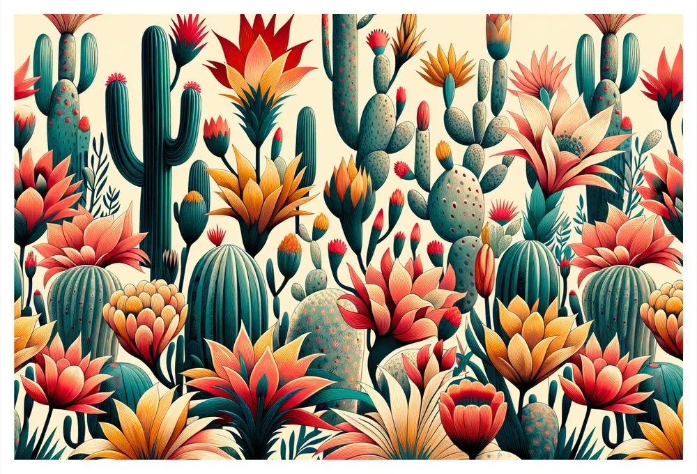 Tablou cactuși înfloriți