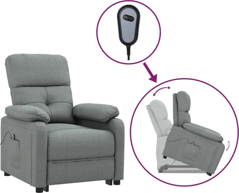 vidaXL Fotoliu cu ridicare, gri închis, textil