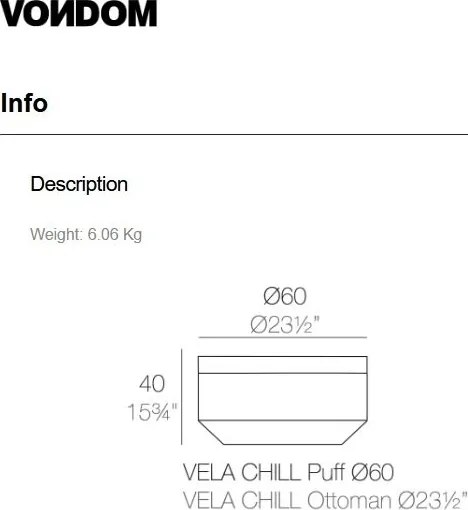 Taburete de exterior / interior design modern premium VELA OTTOMAN 60cm