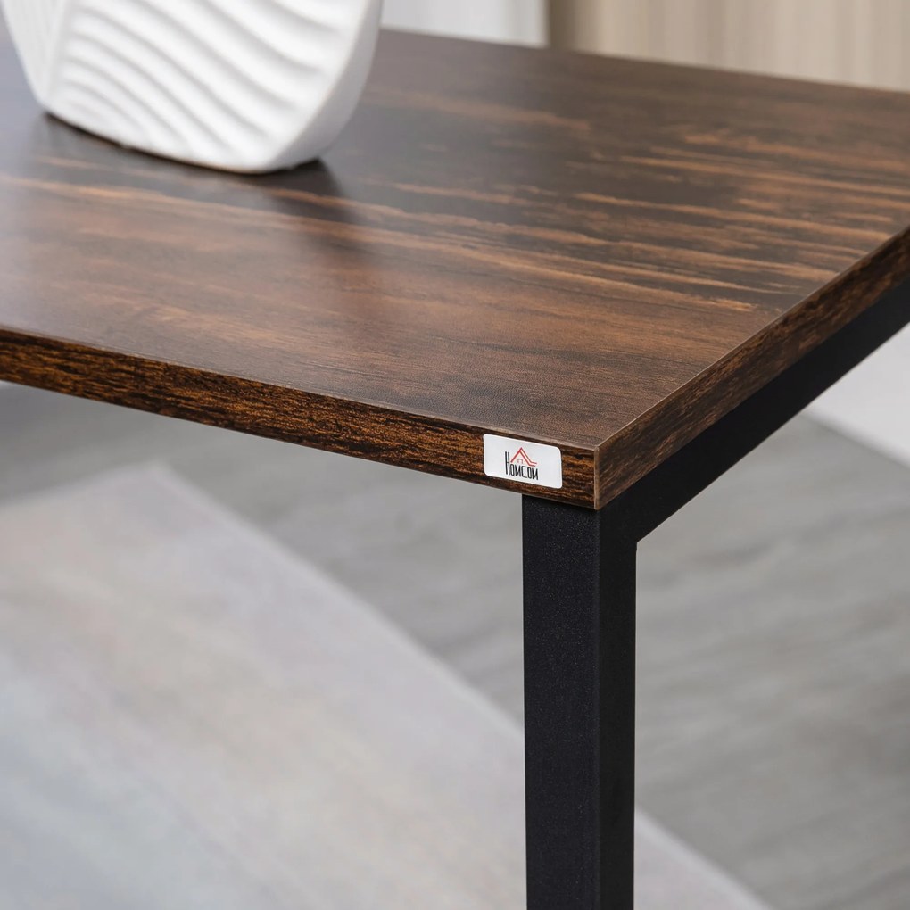 HOMCOM Masă laterală, Masă de cafea, Set de 3, Design industrial, Cadru din oțel, maro+negru, 45 x 30 x 60 cm | Aosom Romania