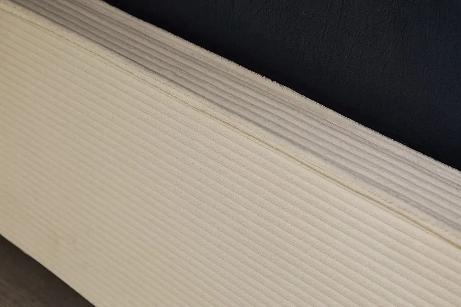 Pat ROCCO 180x200cm catifea raiata bej cu spatiu de depozitare