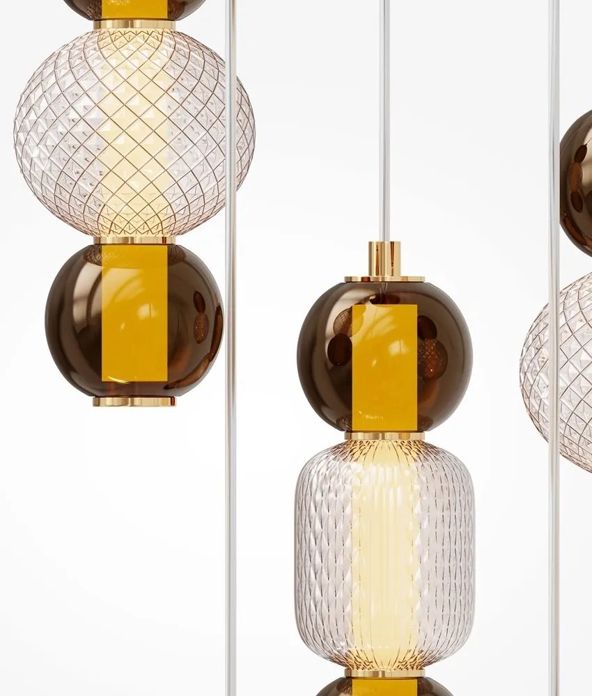 Lustra LED suspendata design modern decorativ Drop 5L auriu
