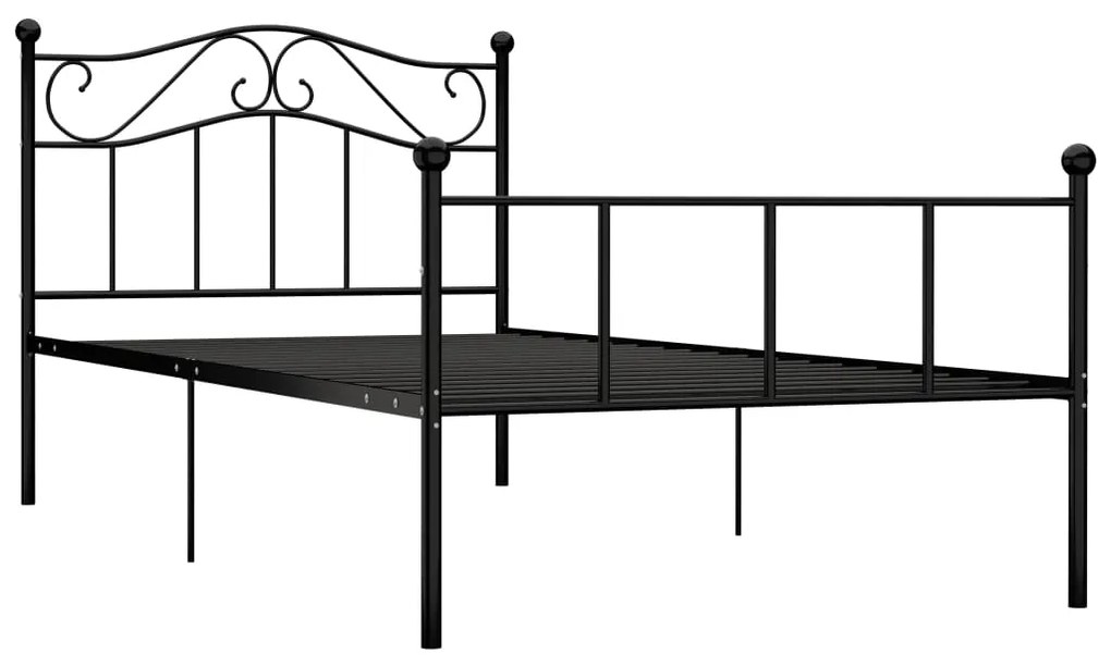 Cadru de pat, negru, 100 x 200 cm, metal Negru, 100 x 200 cm