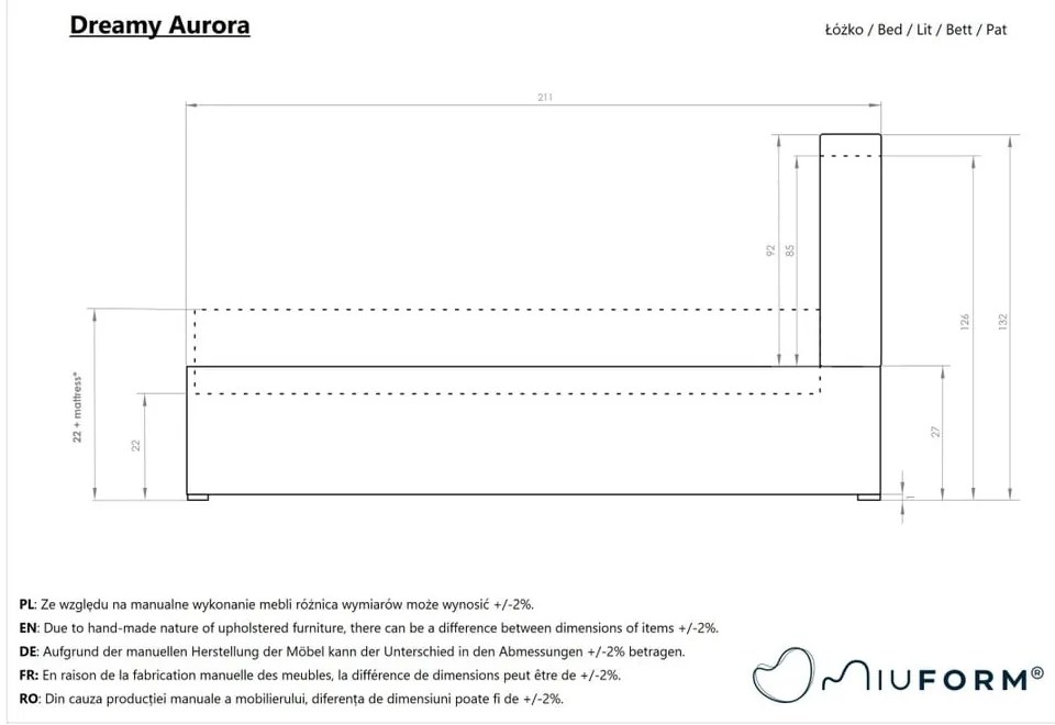 Pat bej tapițat cu spațiu de depozitare și somieră 90x200 cm Dreamy Aurora – Miuform