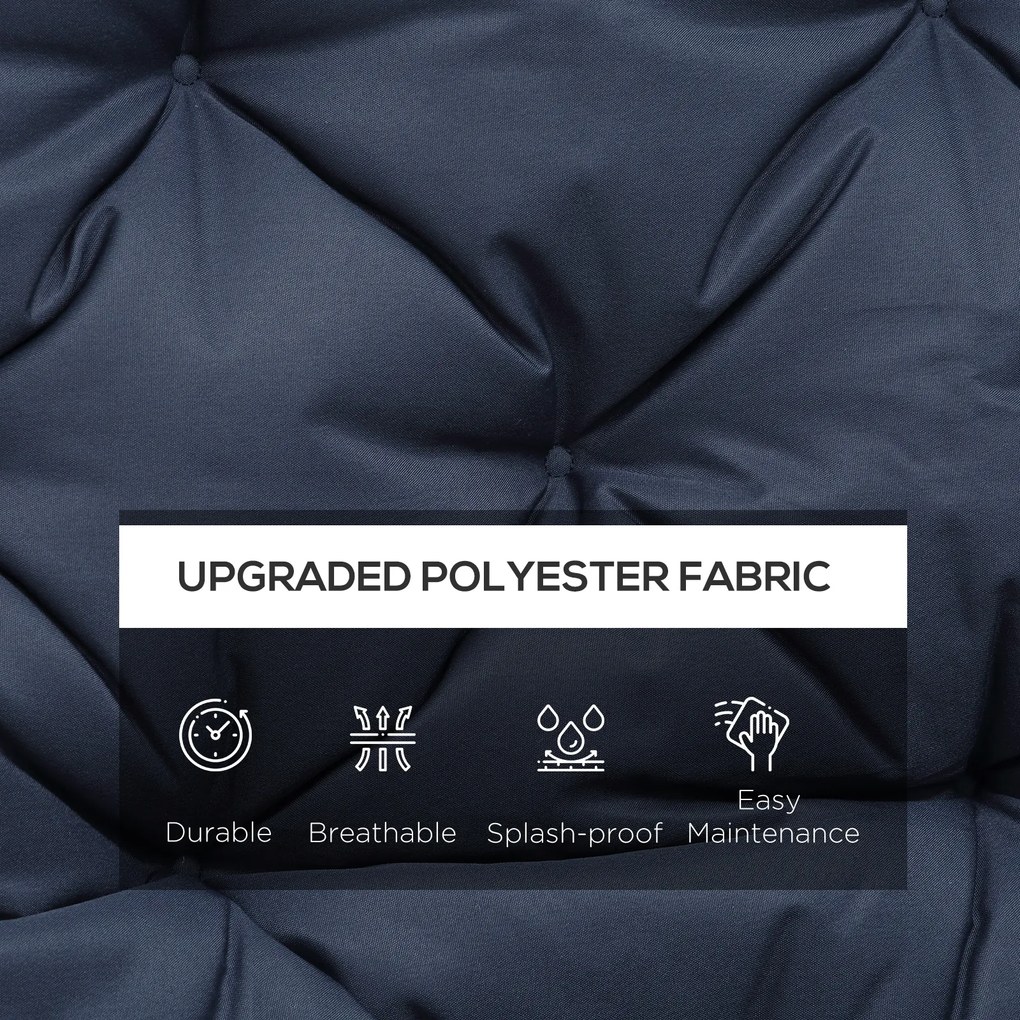 Perna Outsunny pentru grădină în Stil Modern Capitonat pentru Scaune Exterioare cu 6 Șireturi, Pernă din Bumbac și Poliester, 150x98x8 cm, Albastru Închis | Aosom Romania