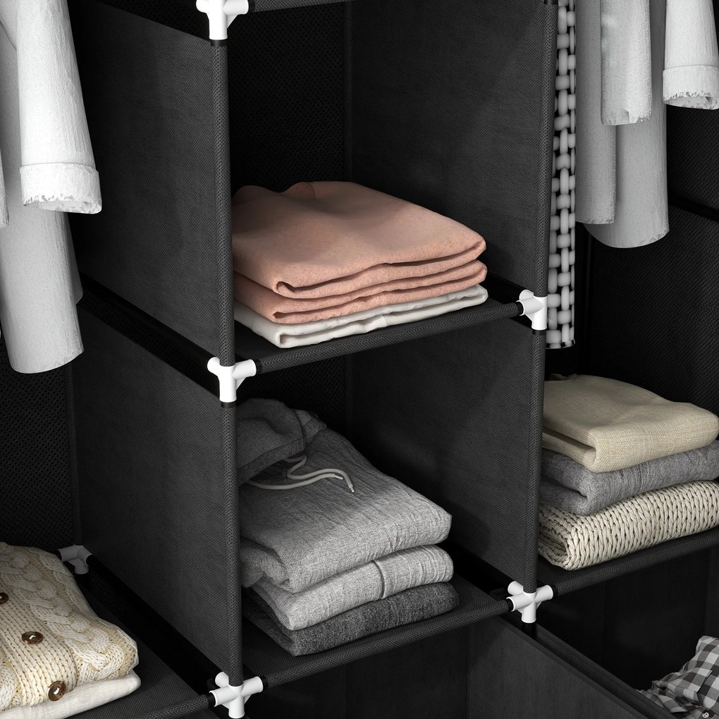 Homcom sifonier Pliabil Textil – Cu Rafturi &amp; Sertare, Ideal pentru Spatii Mici | Aosom Romania