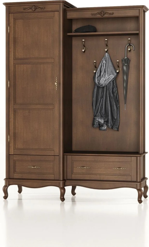 Set lemn masiv pentru Hol Seraphia, 150 × 52 × 207 cm - Vanilla