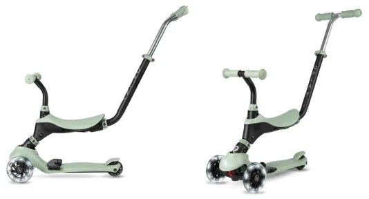 QPlay - Trotinetă pentru copii SEMA PRO 5-în-1 cu roți iluminate LED, verde