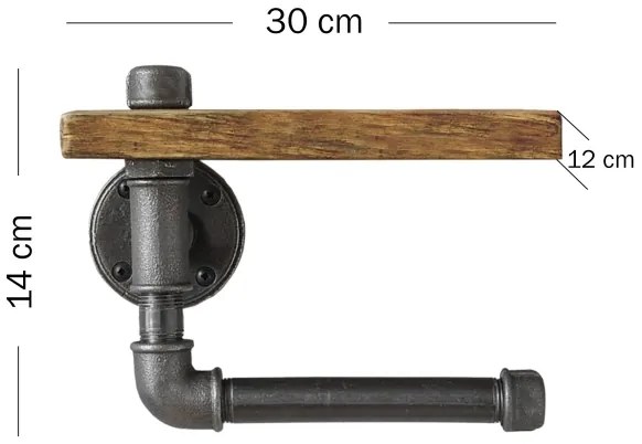 Suport de hârtie igienică cu raft BORU 30x14 cm molid