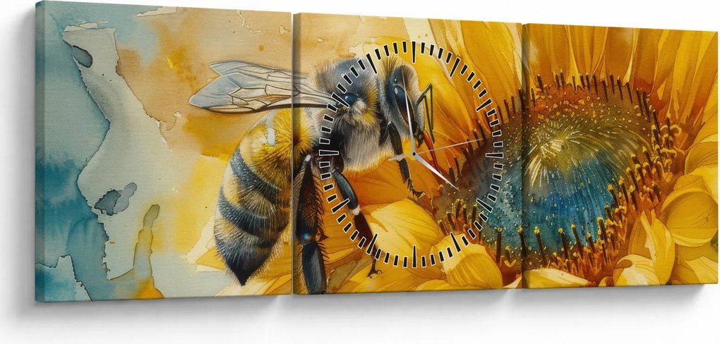 Tablou - Albină, acuarelă (cu ceas) (90x30 cm)