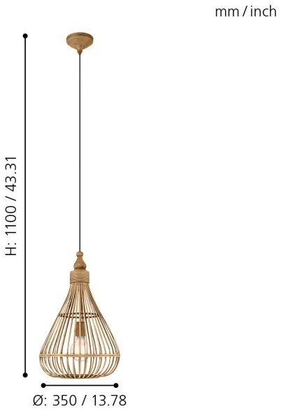 Eglo 49772 - Corp de iluminat pendul AMSFIELD 1xE27/60W