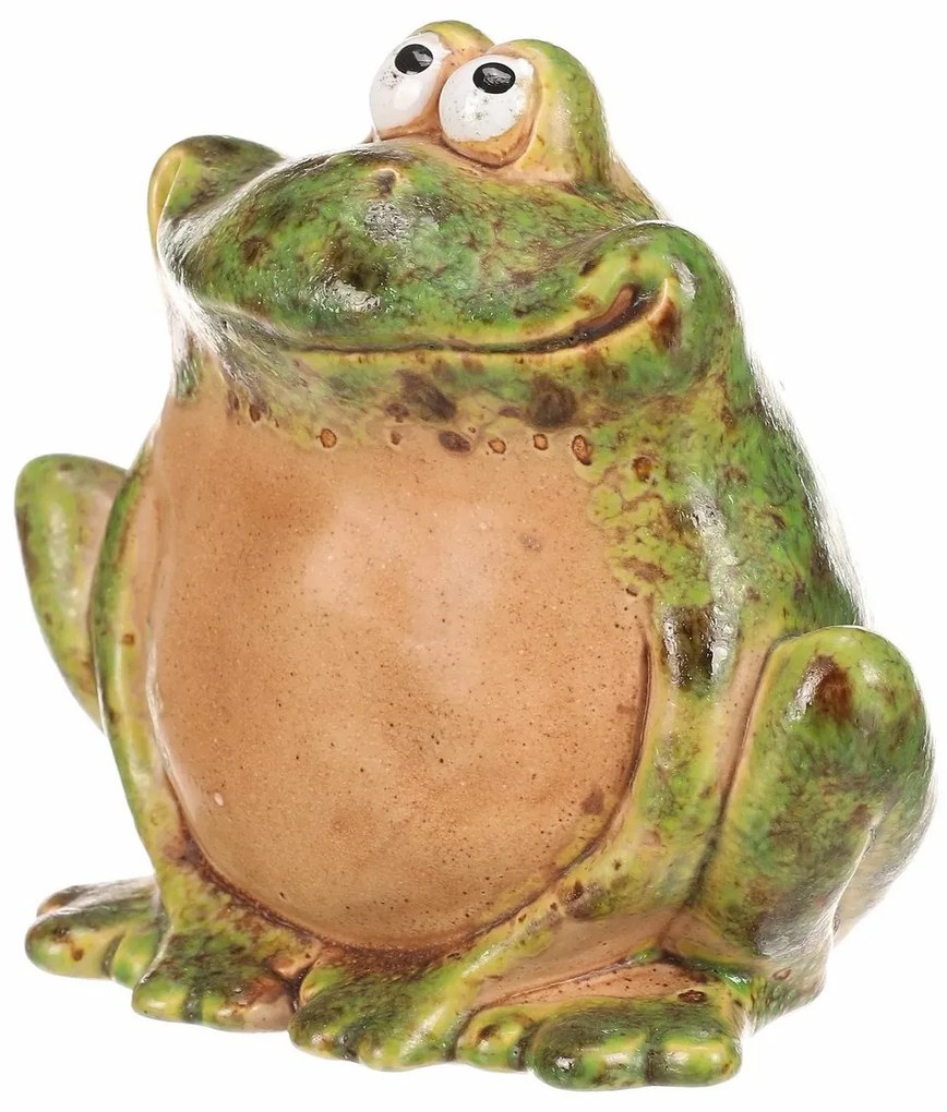 Decorațiune de grădină din ceramică Broască drăguță, 13 x 10 x 12 cm, 13 cm