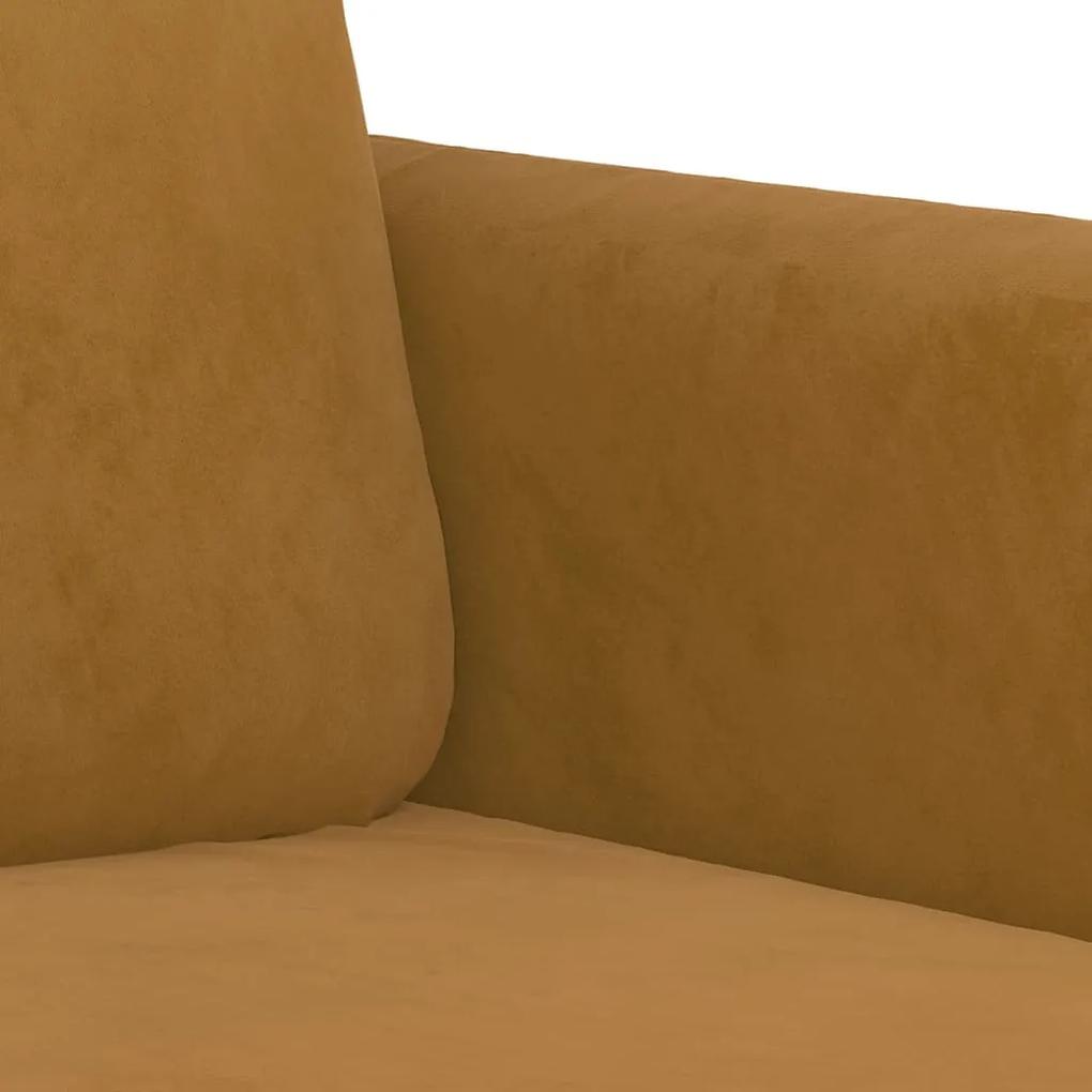 Canapea cu 2 locuri, maro, 120 cm, catifea Maro, 138 x 77 x 80 cm