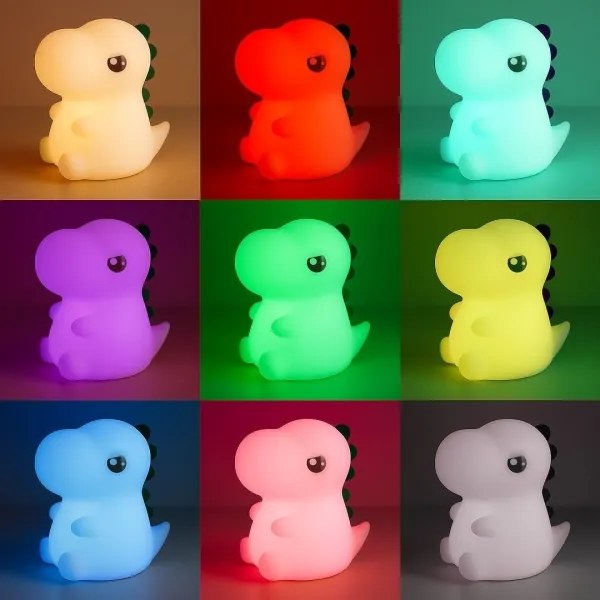 Lumină de veghe pentru copii DINO, LED RGBW reîncărcabilă și reglabilă, 1W, 5V, 1200 mAh