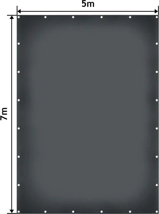 JAGO Prelata 650 g/m², ochiuri de aluminiu, antracit, 5 x 7