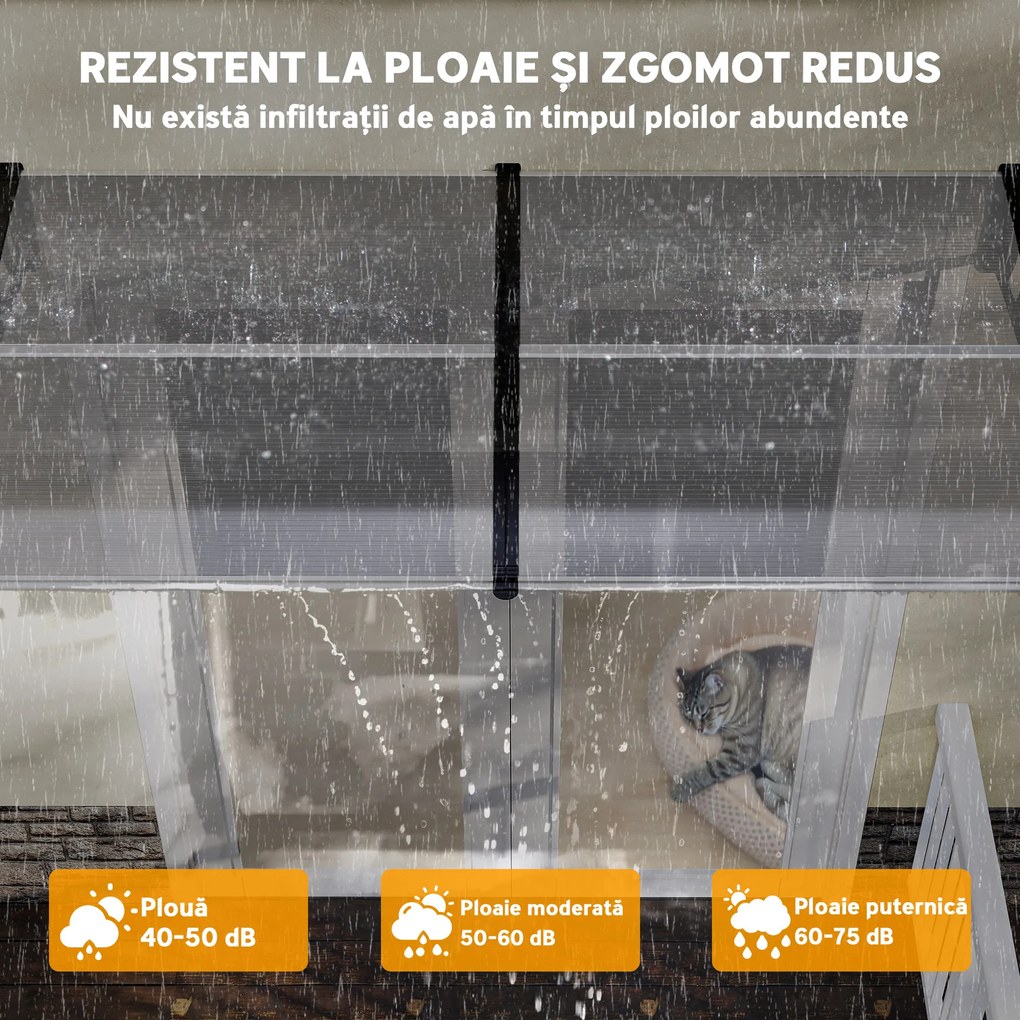 Outsunny Copertina moderna din PP, 200x96x27 cm, negru | Aosom Romania