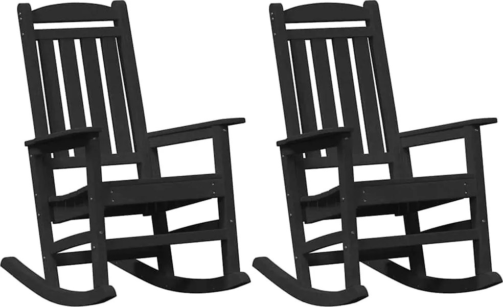 vidaXL Scaun balansoar 2 pcs Negru 92 x 70 x 108 cm Polietilenă