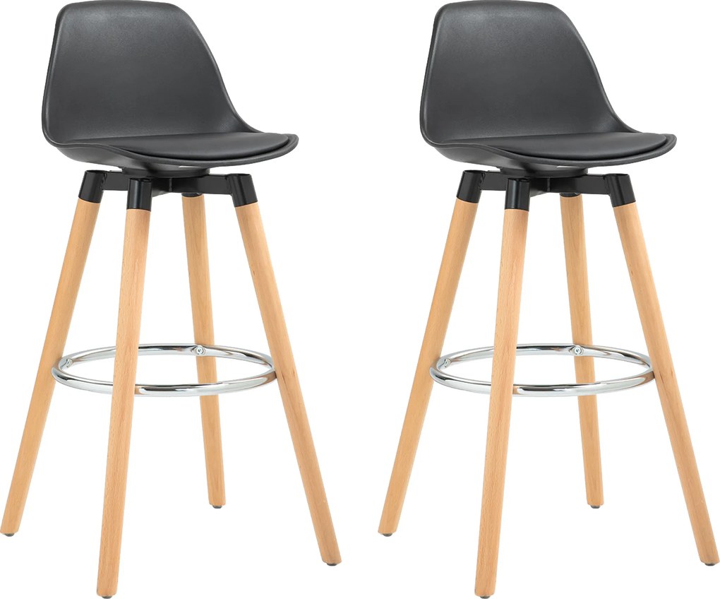 HOMCOM Set 2 Scaune de Bar Moderne din Piele Ecologică, Scaune Înalte de Bucătărie, Negru | Aosom Romania