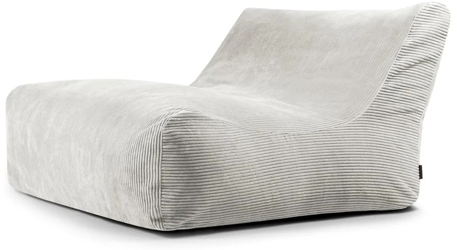 Fotoliu bean bag crem cu tapițerie din catifea reiată Sofa Lounge – SLOWDOWN