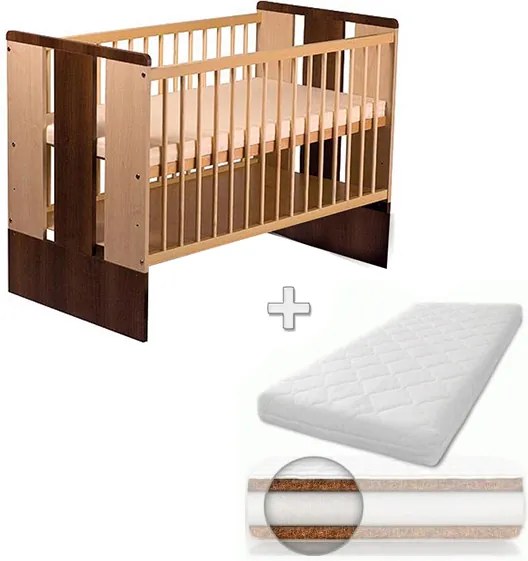Patut din lemn Paula Natur Wenge + Saltea Comfort 12 cm