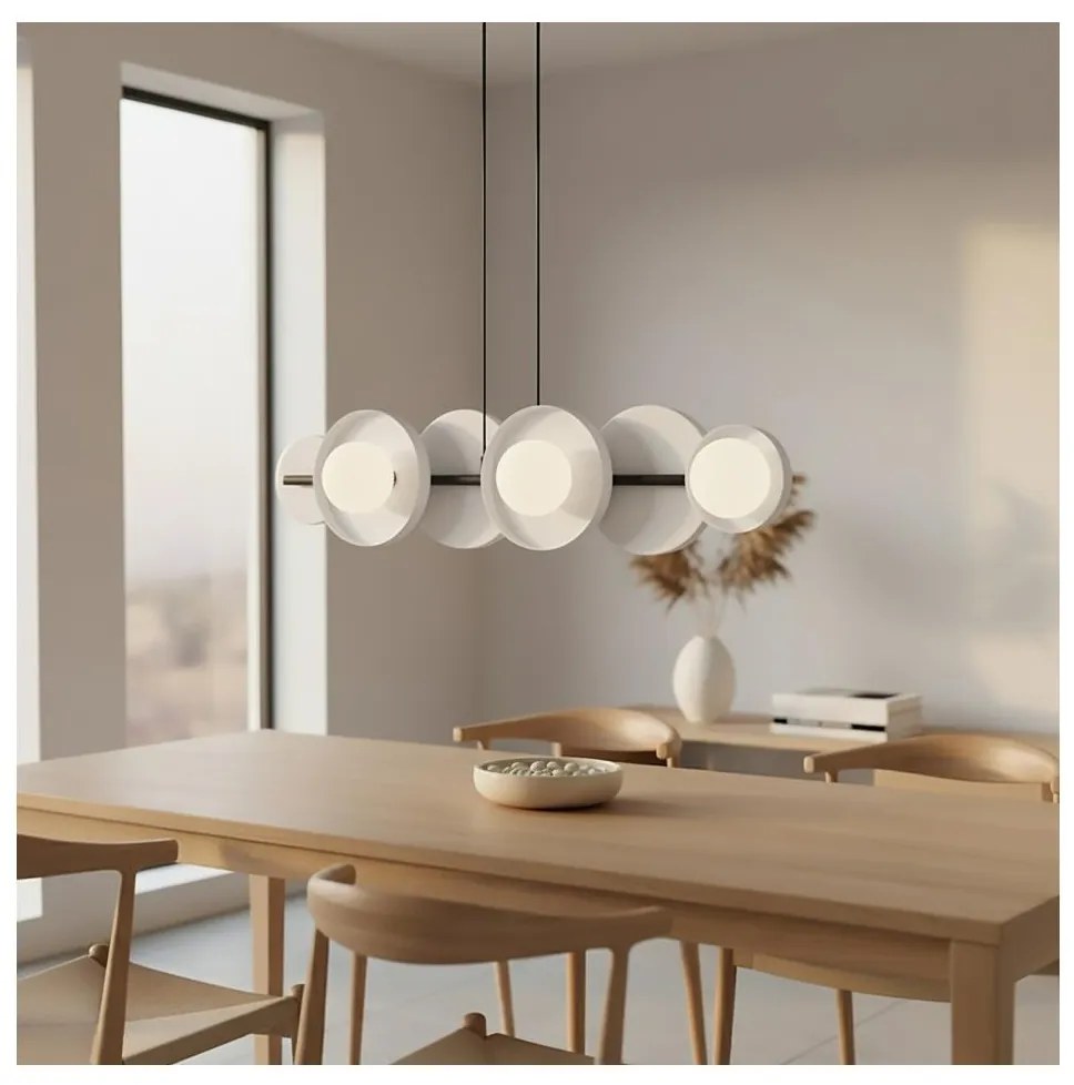 Lustră suspendată pe cablu MODEL 6xG9/8W/230V, albă