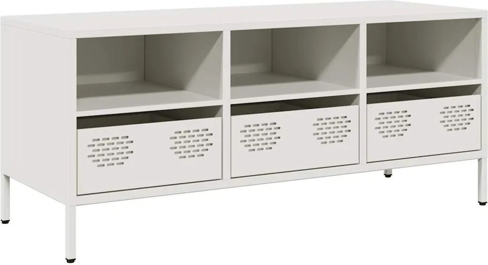 vidaXL Dulap TV, alb, 101,5x39x43,5 cm, oțel laminat la rece