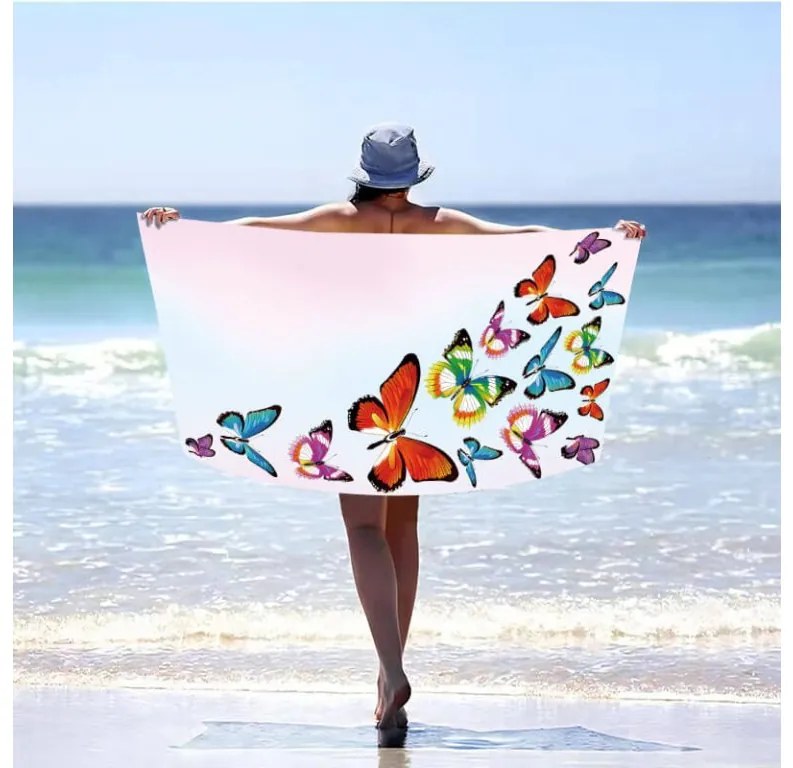 Set de plaja SILMARI – prosop 100×180 cm si poncho 80×145 cm, colorat