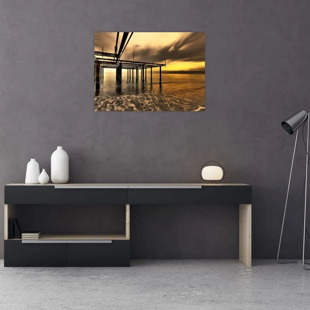 Tablou pe sticlă - Arhitectura la mal (70x50 cm)