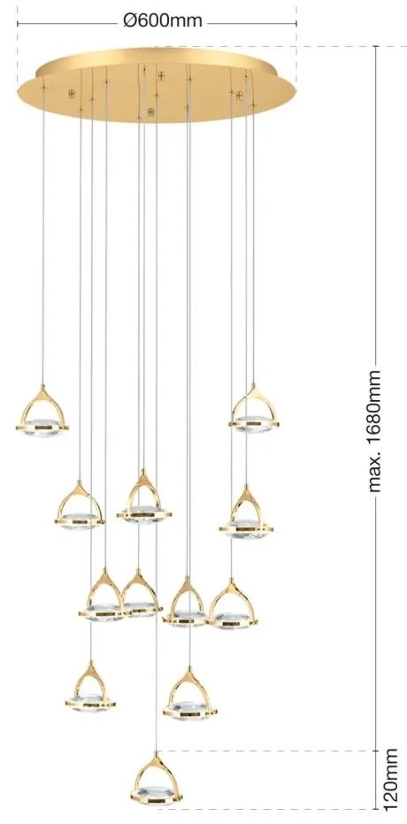 Lustra LED suspendata cu cristal K9 design lux MOON 12L