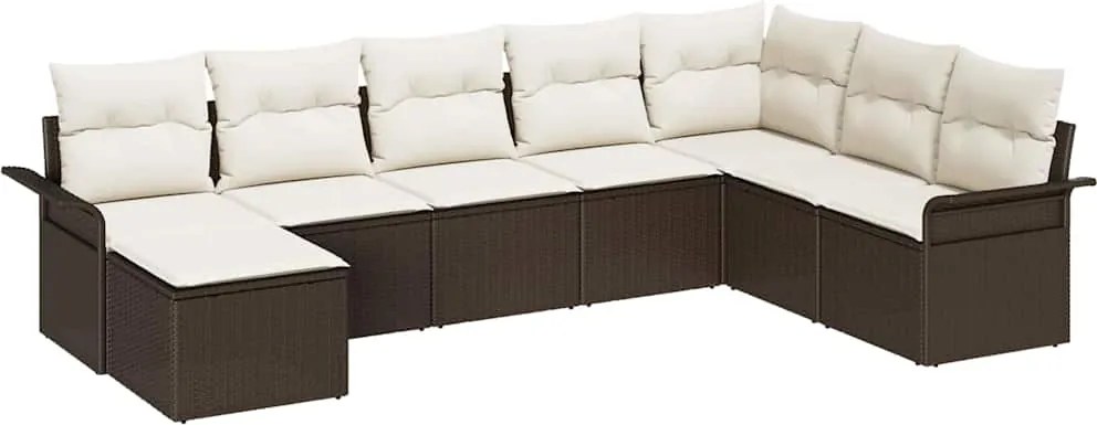 vidaXL Set de canapele pentru grădină cu pernă 8 pcs Maro Rattan poli