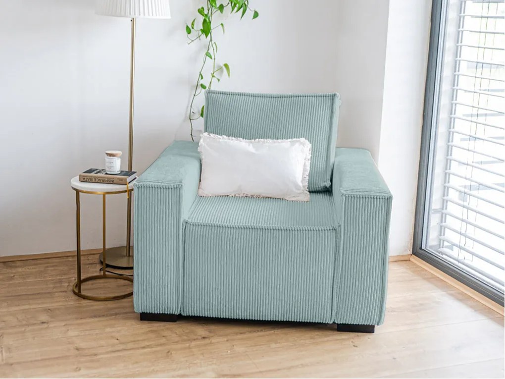 Fotoliu cu taburet SMART SET, albastru deschis