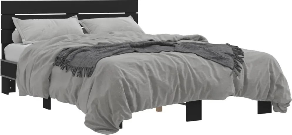 vidaXL Cadru de pat, negru, 120x200 cm, lemn prelucrat și metal