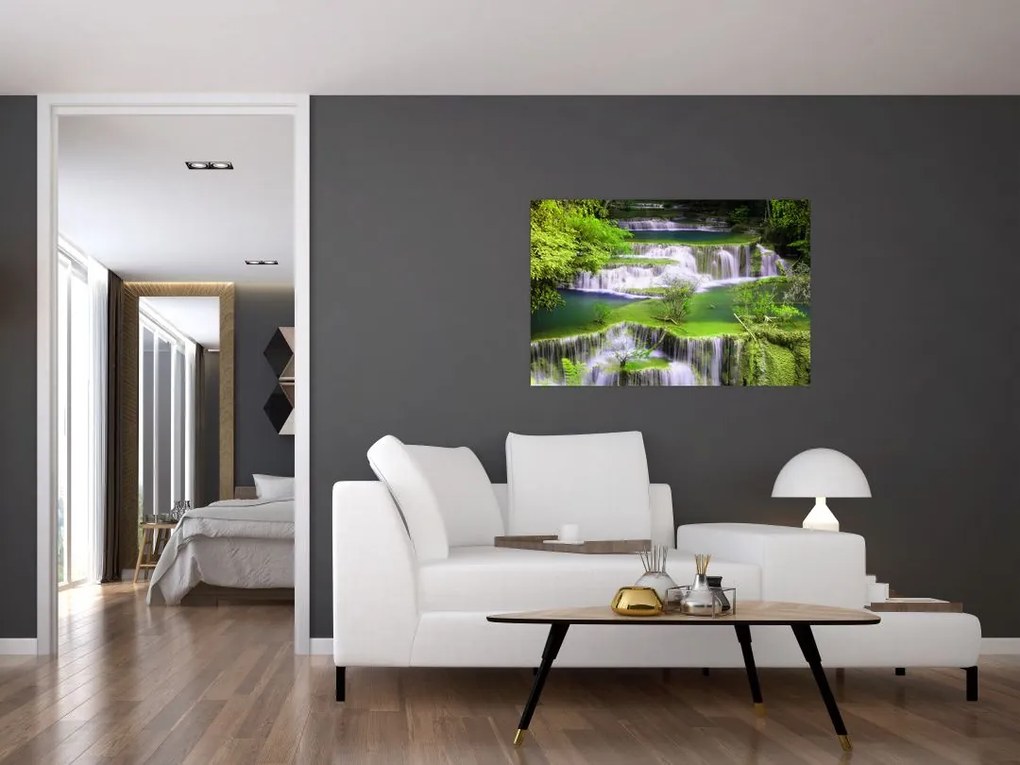 Tablou - Cascada Huay Mae Khamin, Kanchanaburi, Thailanda (90x60 cm)