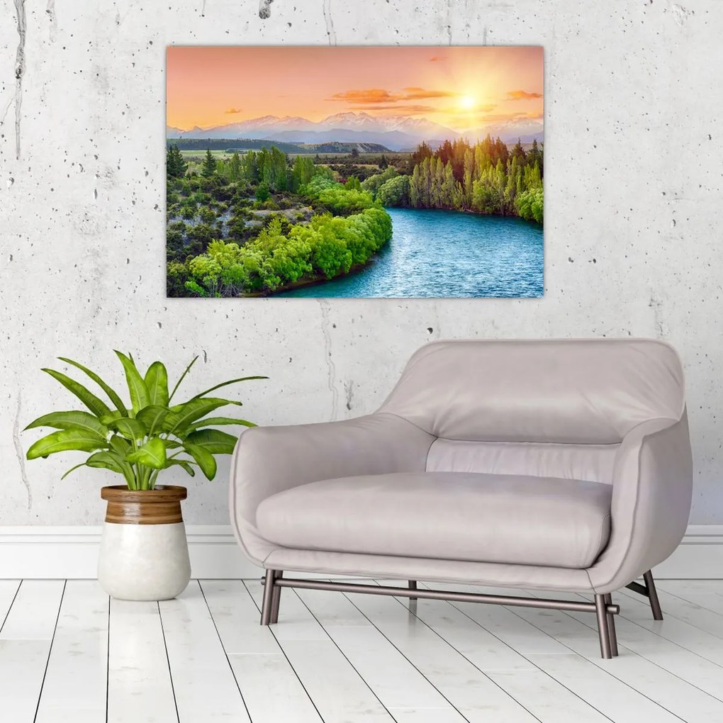 Tablou - Pădure peisaj montan (90x60 cm)