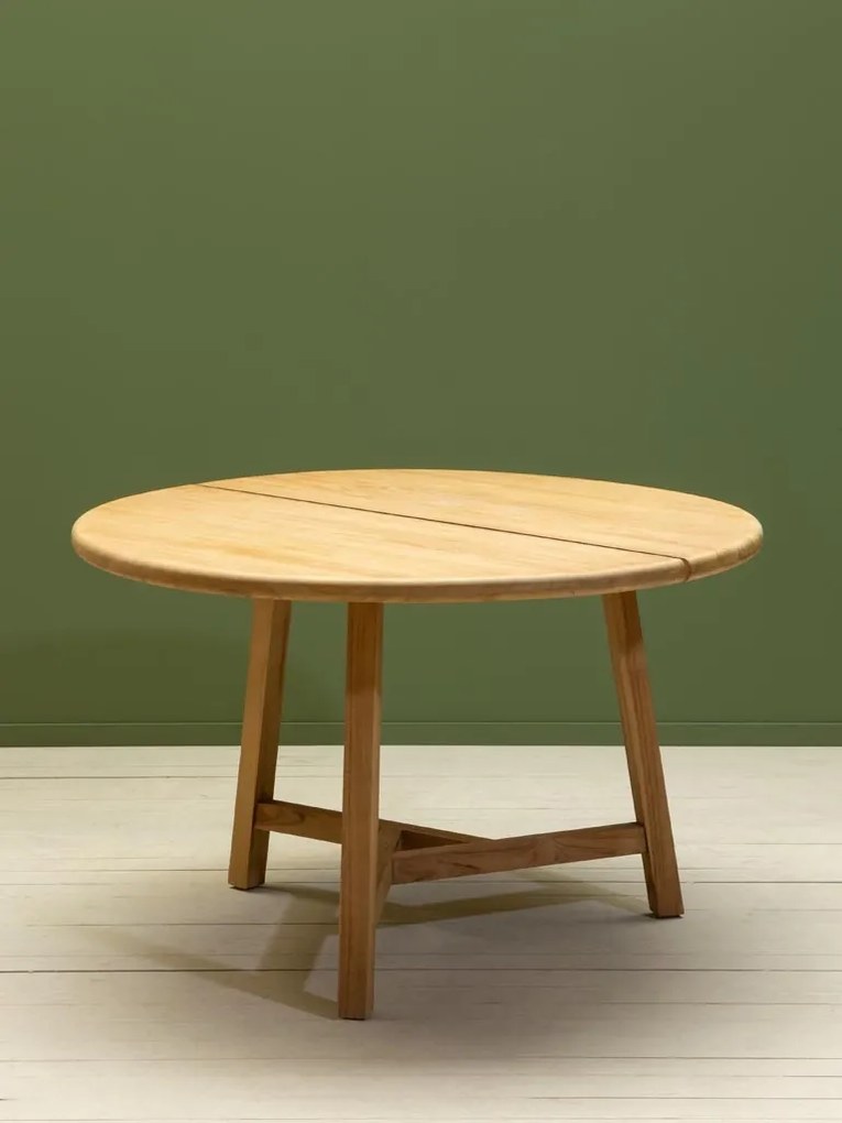 Masa dining rotundă de exterior din lemn masiv de tec, „Atlas”