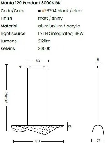 Lustra LED suspendata design modern MANTA
