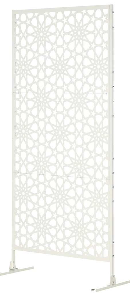 Outsunny Panou paravan de protecție decorativ exterior alb cu model din metal, 92 x 45 x 198 cm | Aosom Romania